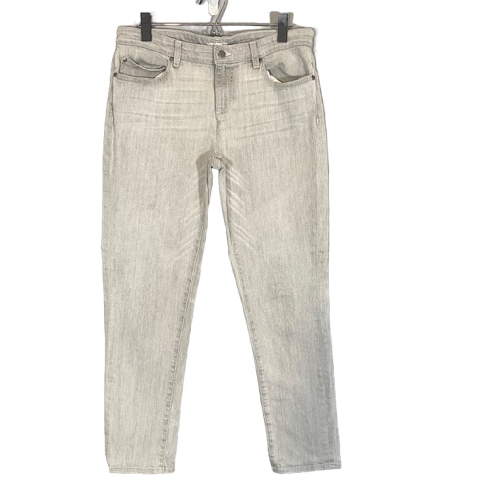 Eileen Fisher Women’s Gray Wash Straight Leg Organic Cotton Denim Jeans Sz 8